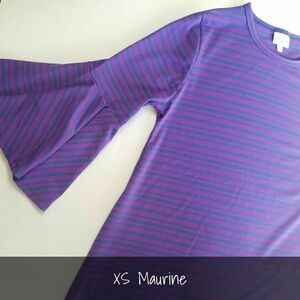 LuLaRoe Maurine Dress XS Purple Blue Stripes NWT